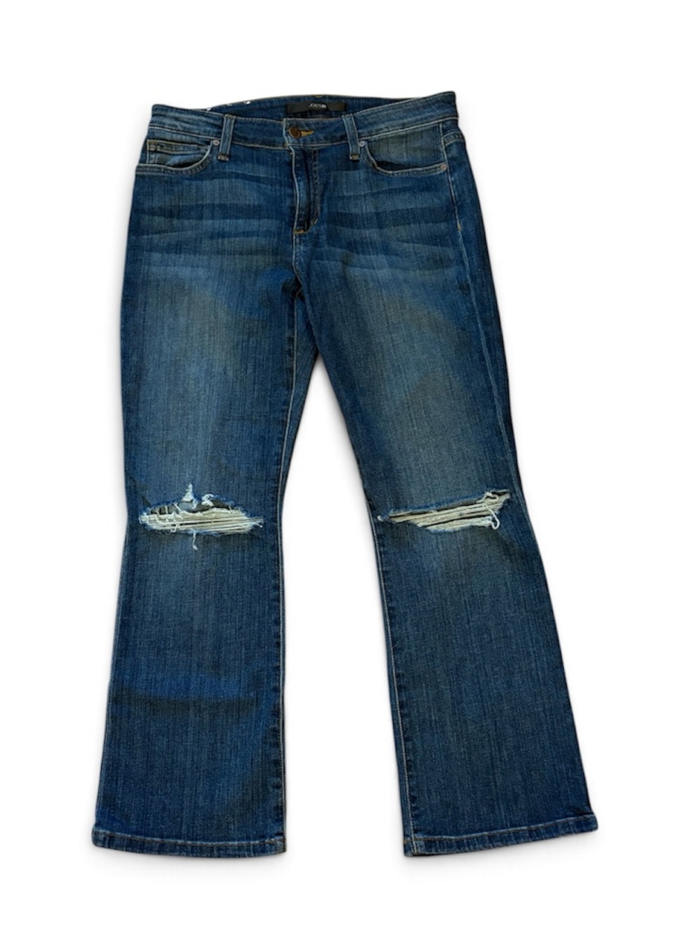 Joe's Jeans Katelyn, Distressed Dark Blue Cropped Flare Jeans, size 30
